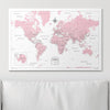 Push Pin World Map Pin Board - Pink Color Splash - Pins Included! - Liza Pruitt