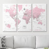 Push Pin World Map Pin Board - Pink Color Splash - Pins Included! - Liza Pruitt