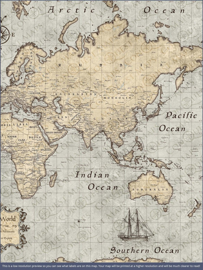 Push Pin World Map Pin Board - Rustic Vintage - Pins Included! - Liza Pruitt