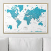 Push Pin World Map Pin Board - Teal Color Splash - Pins Included! - Liza Pruitt