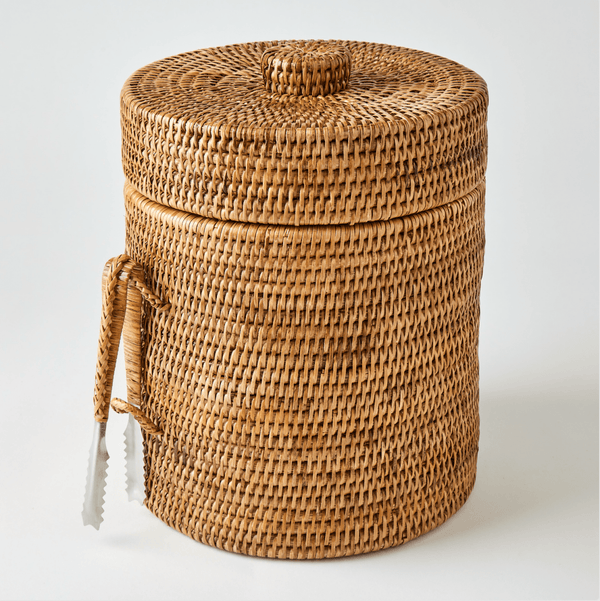 Rattan Ice Bucket with Tongs, 3 sizes - Liza Pruitt