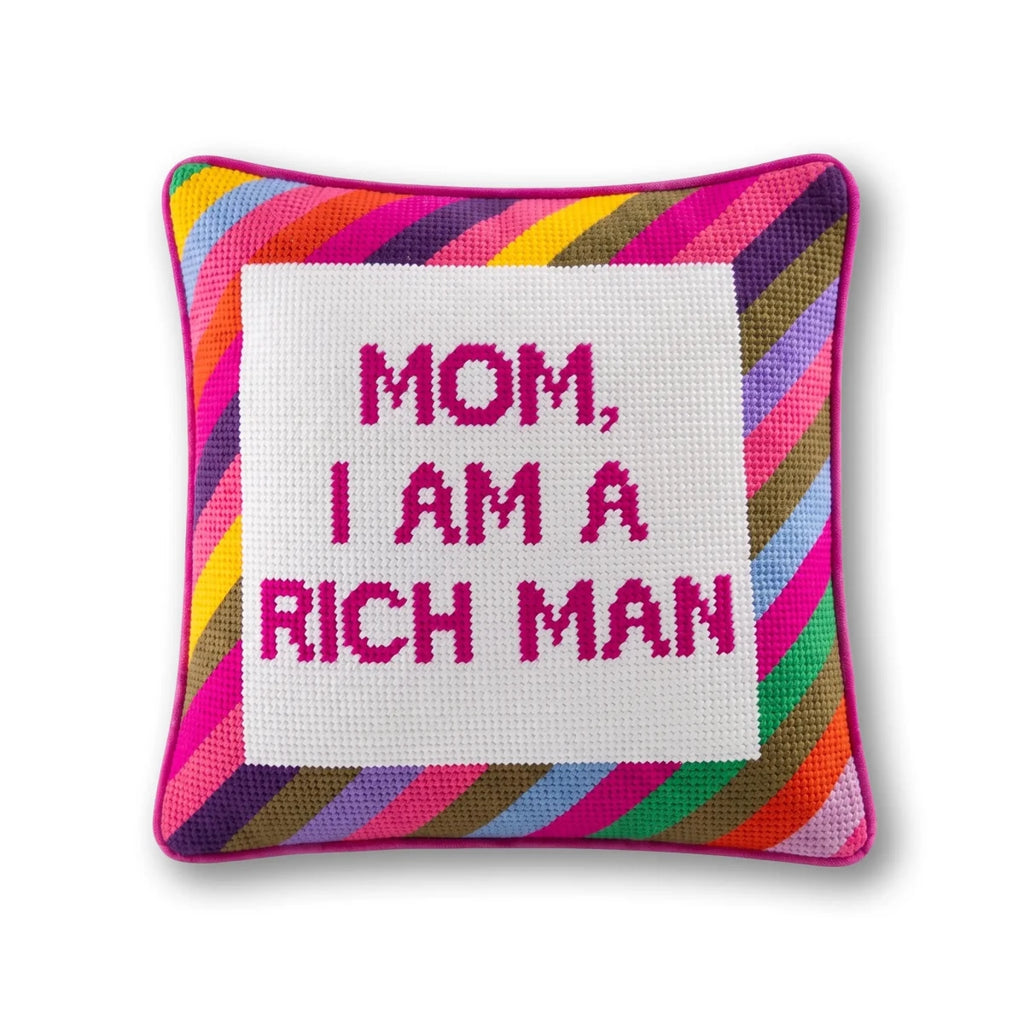 Rich Man Needlepoint Pillow - Liza Pruitt