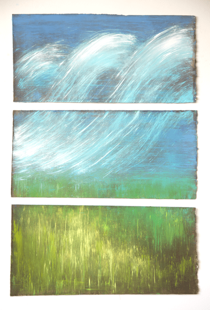 Rolling Hills and Sky, Prairie Study Triptych | 32" h x 21" w - Liza Pruitt