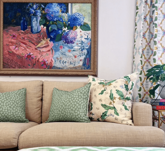 Rose Dots in Blue/Green by Jane Shelton Pillow - Liza Pruitt