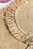 Round natural raffia tabletop with fringes, Woven raffia Placemat - Liza Pruitt