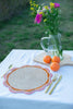 Round Pink Raffia Placemat – 14” Handwoven Crochet – Garden Party & Summer Table Decor - Liza Pruitt