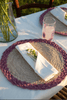 Round placemat with lavender edges, Colorful round placemat, natural fiber round placemat dining table decor , Handmade Placemat - Liza Pruitt