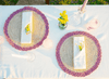 Round placemat with lavender edges, Colorful round placemat, natural fiber round placemat dining table decor , Handmade Placemat - Liza Pruitt