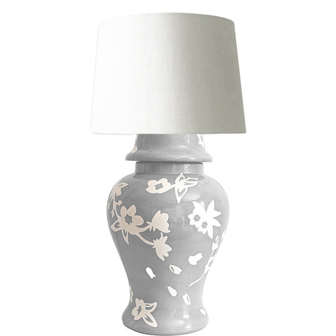 Sakura Ginger Jar Lamp in Light Grey - Liza Pruitt