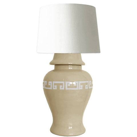 Sand Greek Key Ginger Jar Lamp - Liza Pruitt