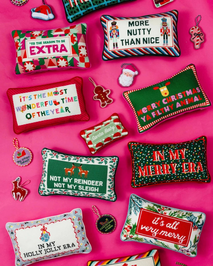 Santa Baby Mini Needlepoint Pillow - Liza Pruitt