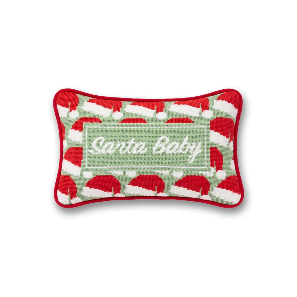 Santa Baby Mini Needlepoint Pillow - Liza Pruitt