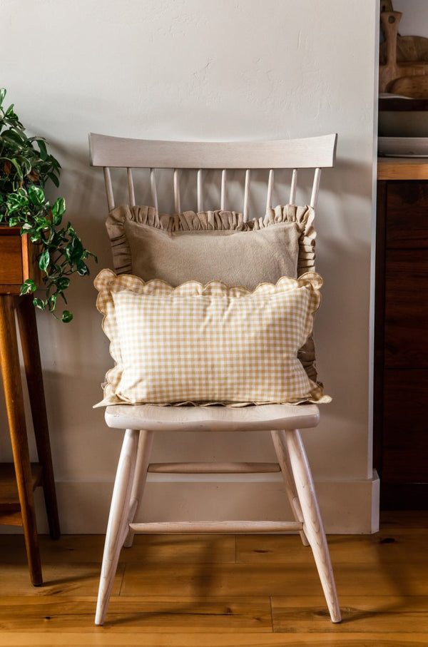 Scalloped Gingham Lumbar Pillow - Liza Pruitt