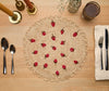 Scattered Strawberry Hand - Crocheted Raffia Palm Round Placemat - Liza Pruitt