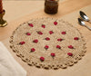 Scattered Strawberry Hand - Crocheted Raffia Palm Round Placemat - Liza Pruitt