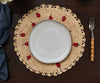 Scattered Strawberry Hand - Crocheted Raffia Palm Round Placemat - Liza Pruitt