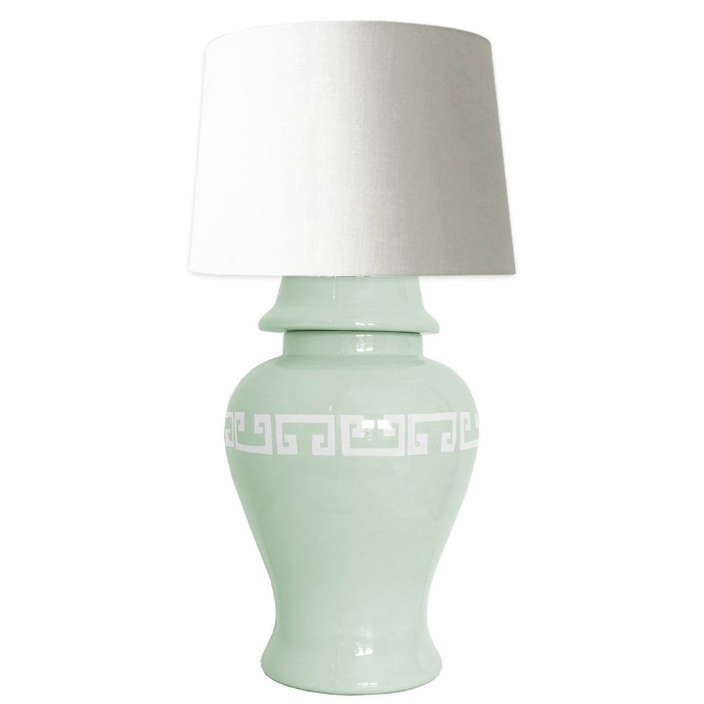 Sea Glass Greek Key Ginger Jar Lamp - Liza Pruitt