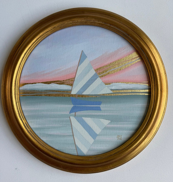 Seafoam & Blue Stripe | 12.25" h x 12.25" w | Framed - Liza Pruitt