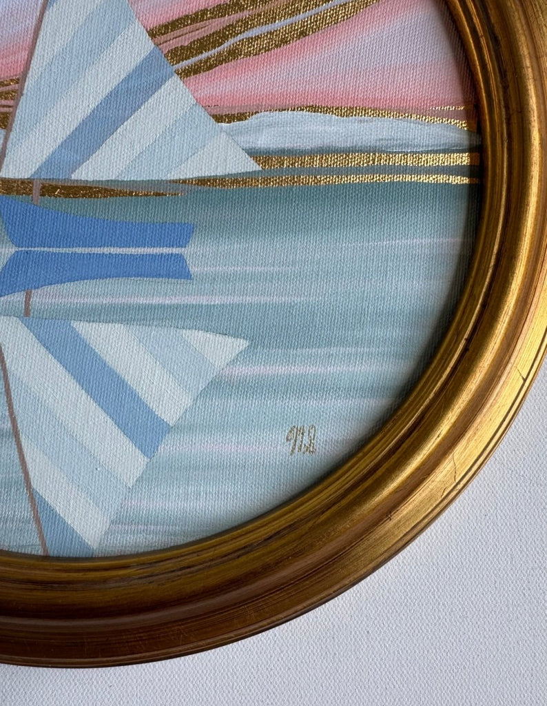 Seafoam & Blue Stripe | 12.25" h x 12.25" w | Framed - Liza Pruitt