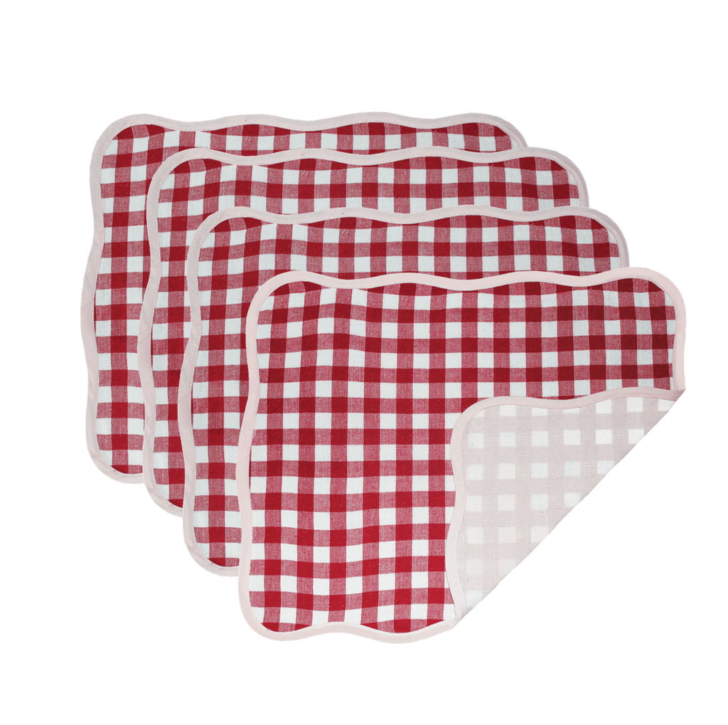 Set of 4 Giardino Reversible Placemats (Rosso/Rosa) - Liza Pruitt