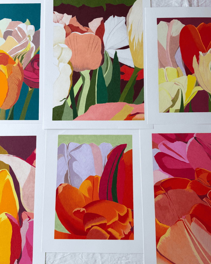 Shades of Red, with Purple and Green | 24" h x 16" w - Liza Pruitt