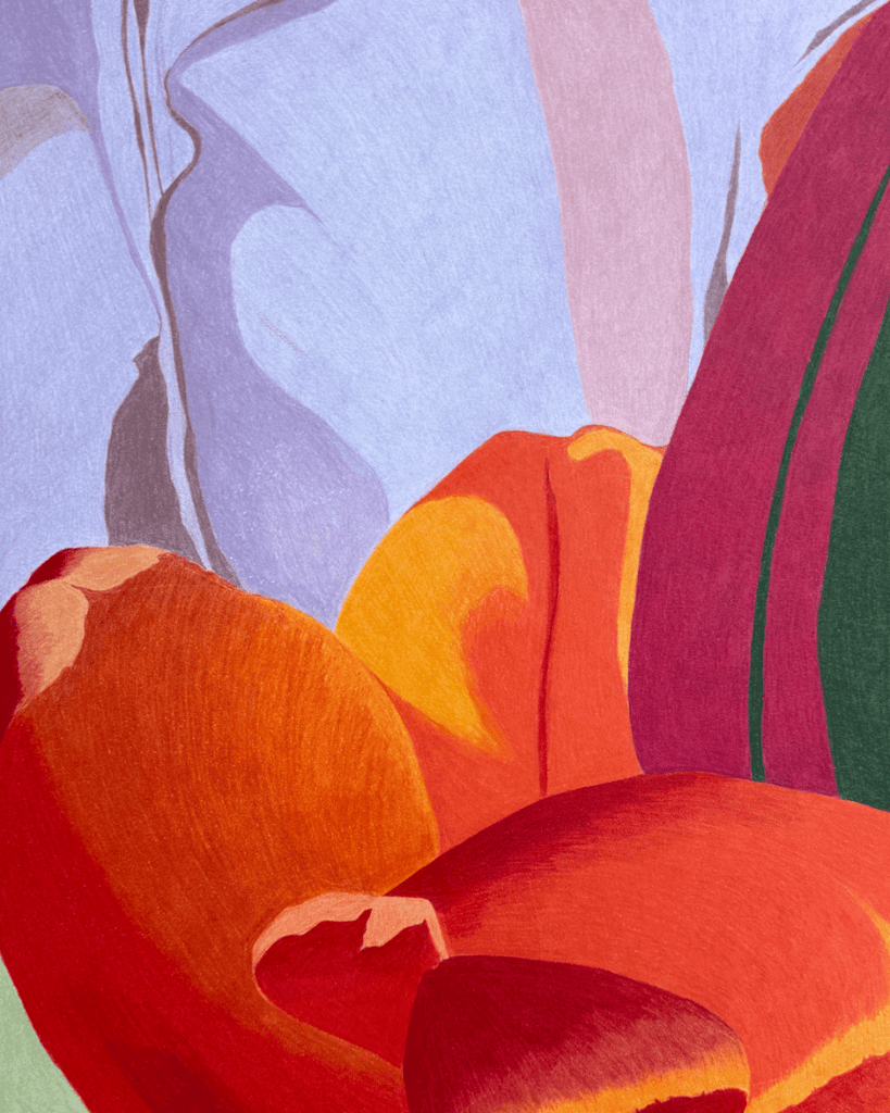 Shades of Red, with Purple and Green | 24" h x 16" w - Liza Pruitt