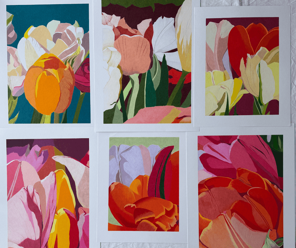 Shades of Red, with Purple and Green | 24" h x 16" w - Liza Pruitt
