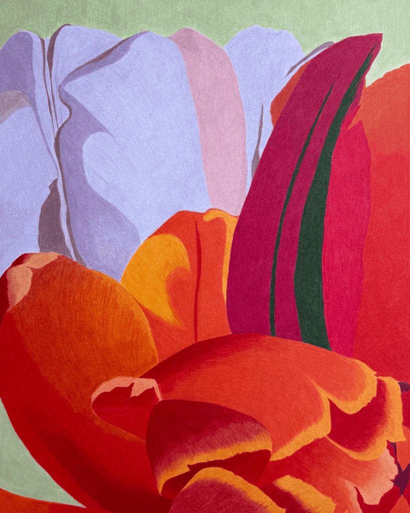 Shades of Red, with Purple and Green | 24" h x 16" w - Liza Pruitt