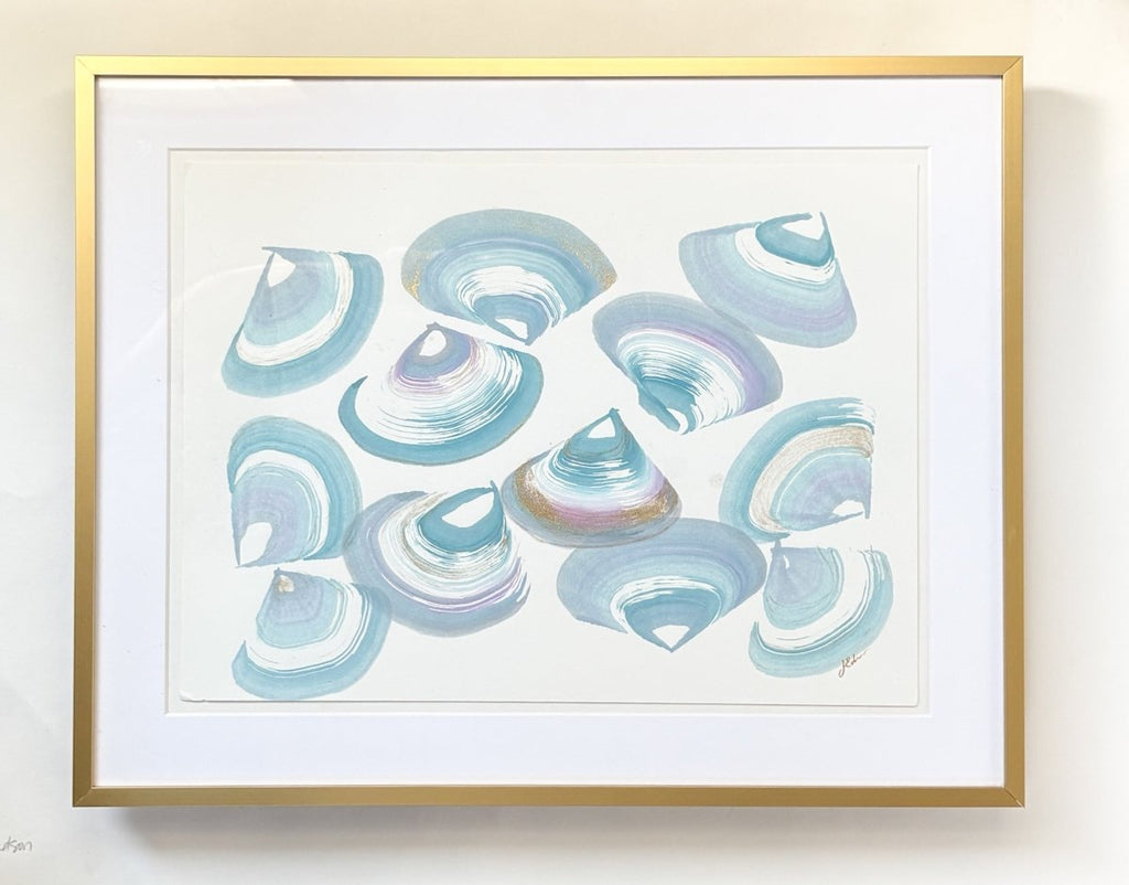 Shells in Blue & Gold | 19.5" h x 15.5" w | Framed - Liza Pruitt