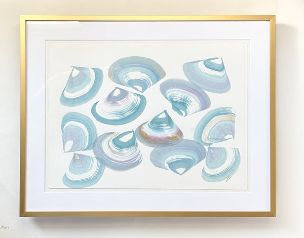 Shells in Blue & Gold | 19.5" h x 15.5" w | Framed - Liza Pruitt