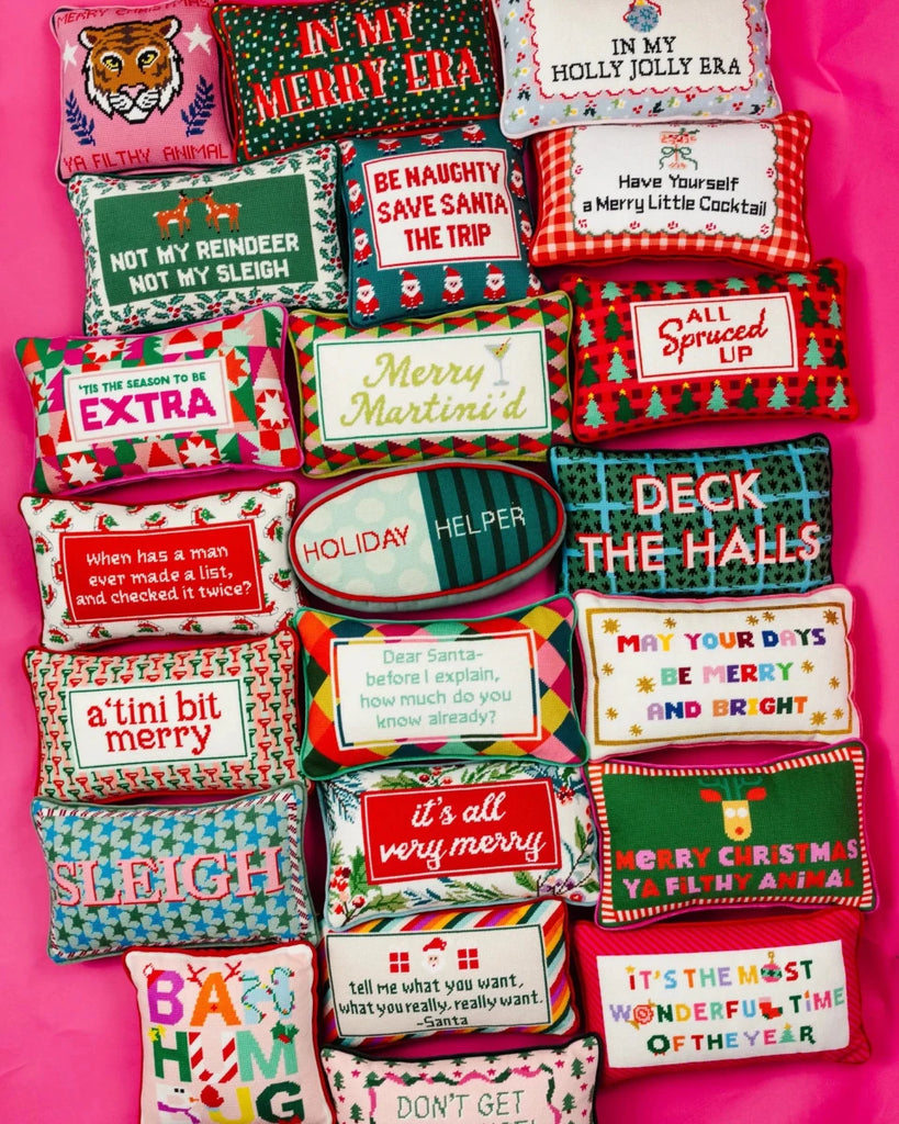 Sleigh Needlepoint Pillow - Liza Pruitt