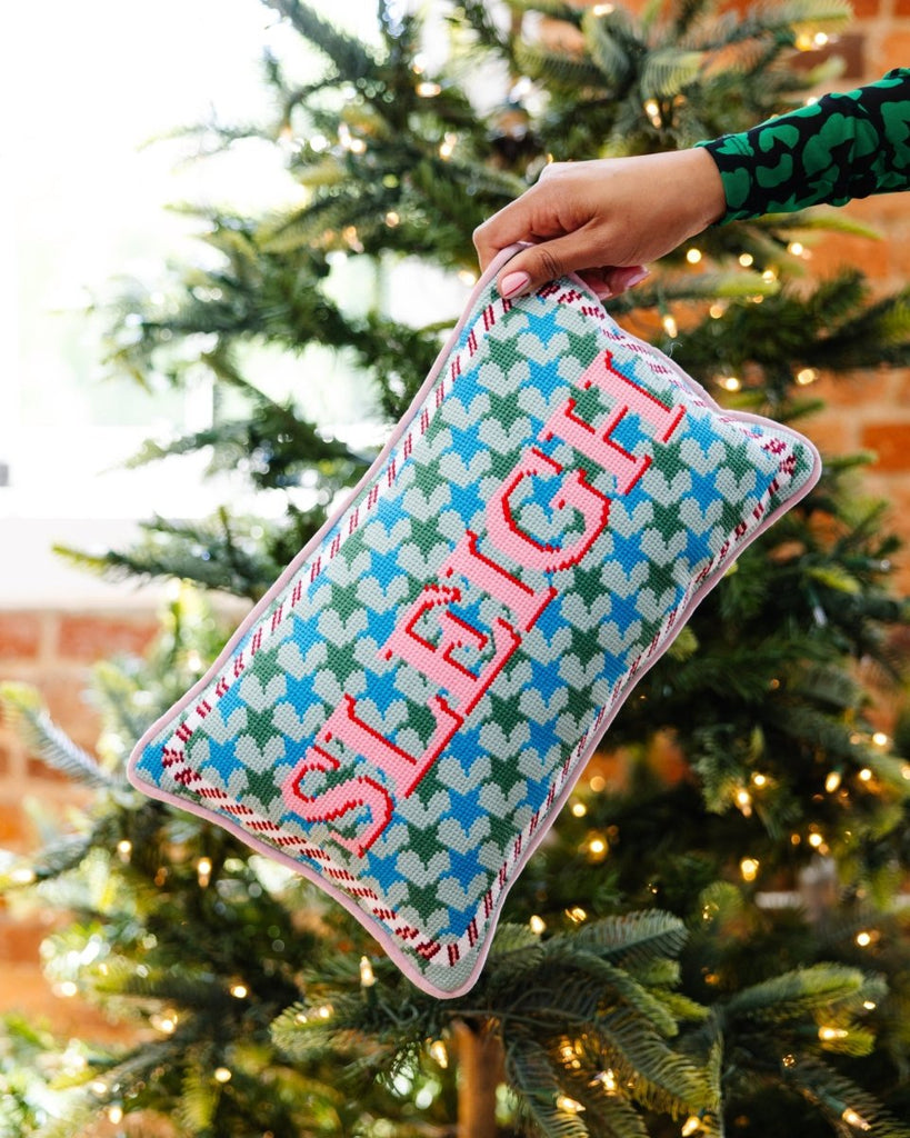 Sleigh Needlepoint Pillow - Liza Pruitt