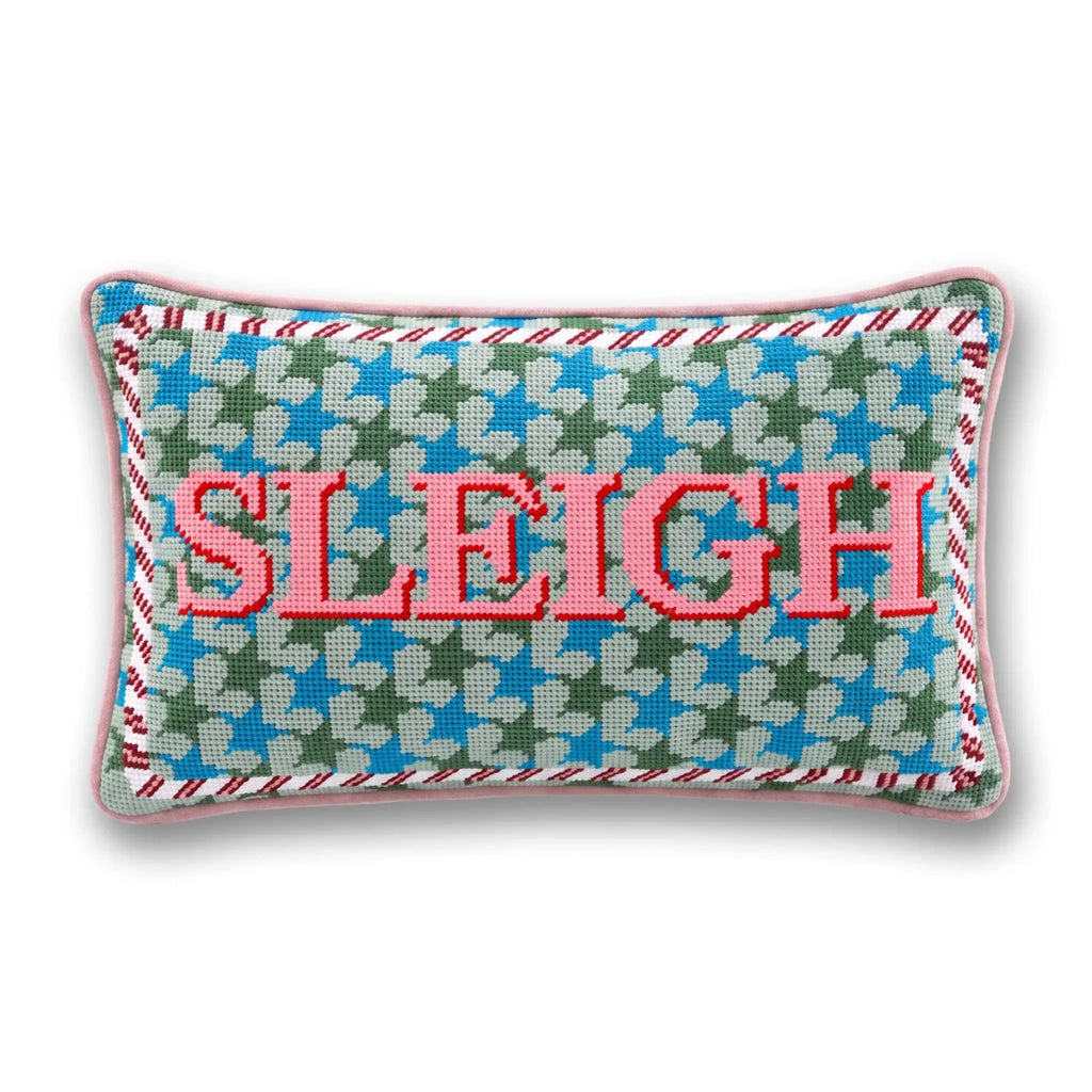 Sleigh Needlepoint Pillow - Liza Pruitt