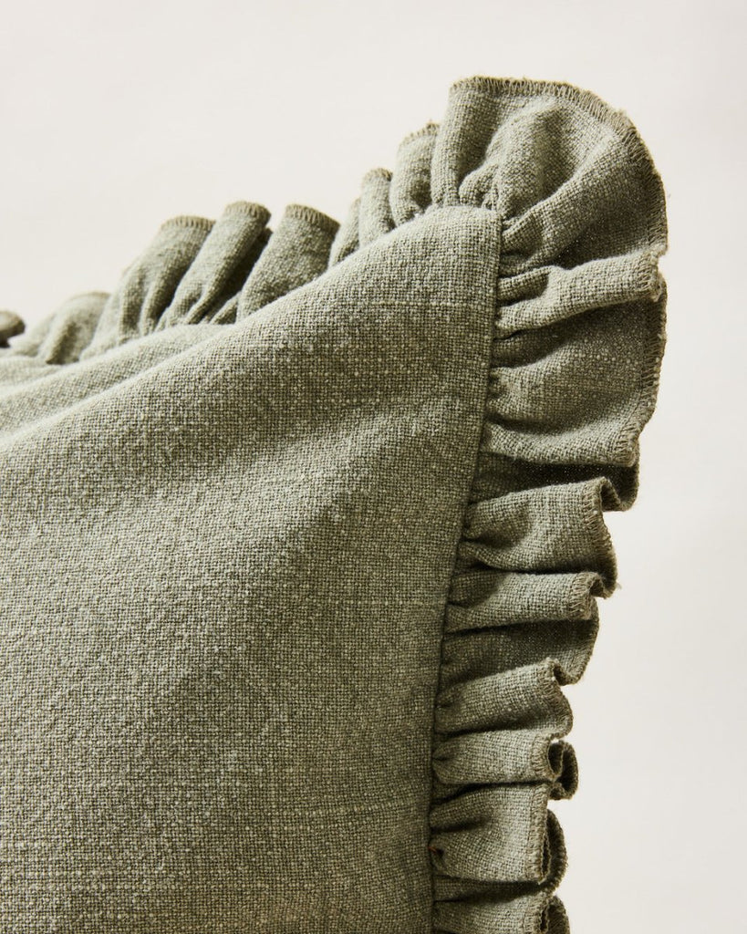 Slubby Cotton Ruffle Pillow - Liza Pruitt