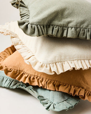 Slubby Cotton Ruffle Pillow - Liza Pruitt