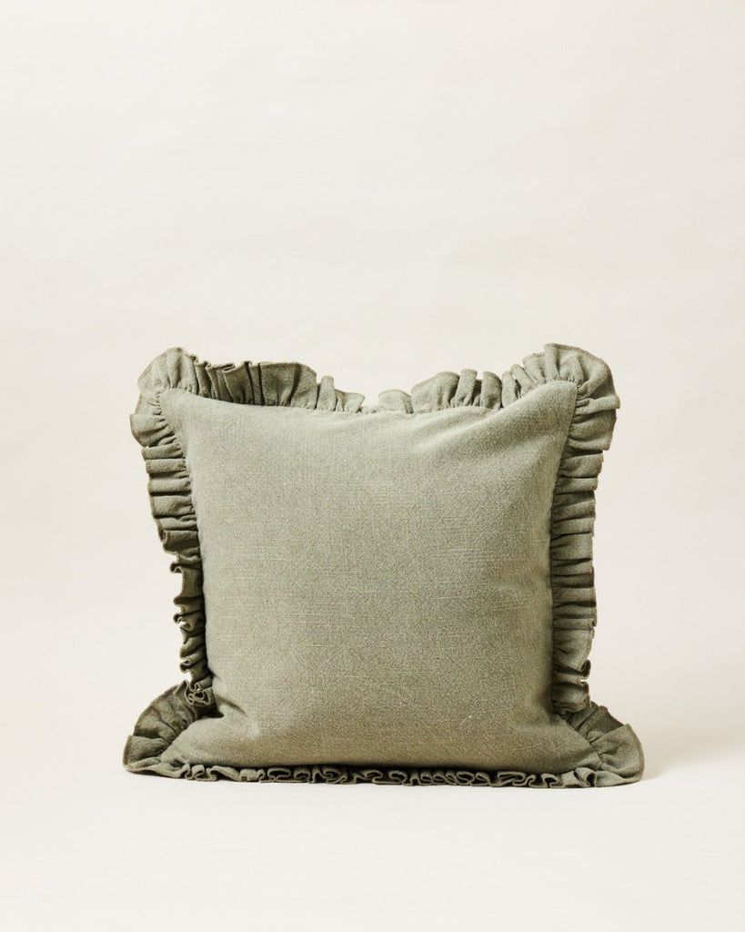 Slubby Cotton Ruffle Pillow - Liza Pruitt