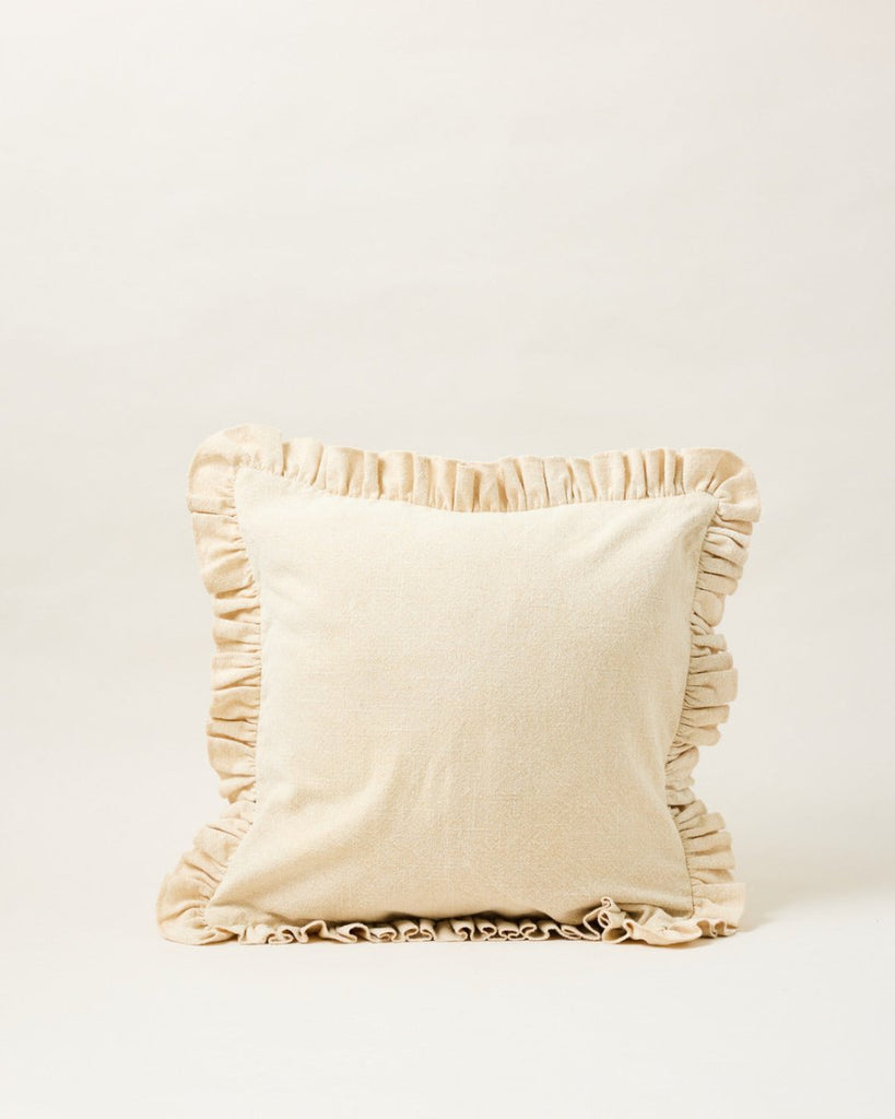 Slubby Cotton Ruffle Pillow - Liza Pruitt