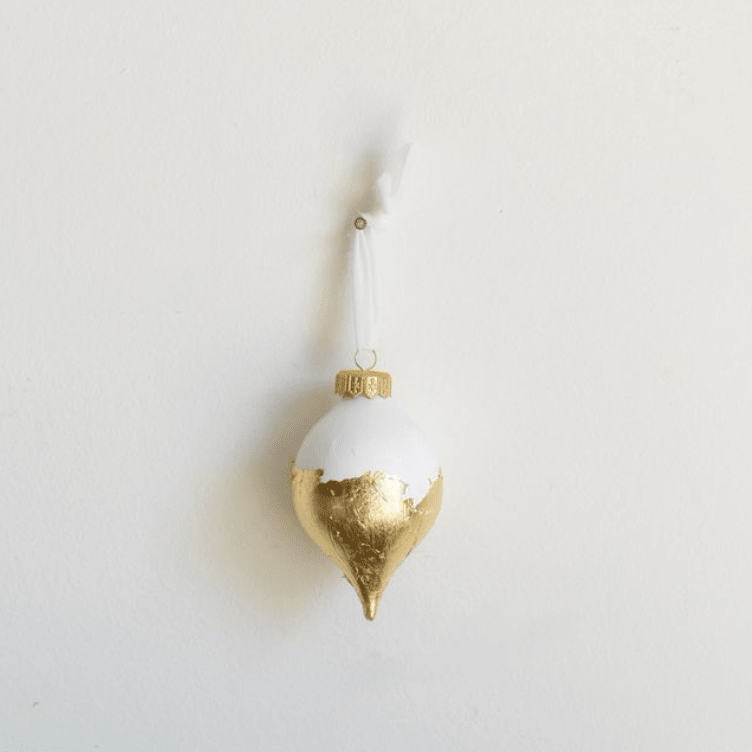 Snowy White Drop Ornament | 4" h x 3" w - Liza Pruitt