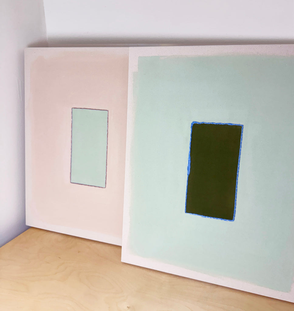 Mint Sage/Pale Clay With Silver-Rose | 30" h x 24" w - Liza Pruitt Art