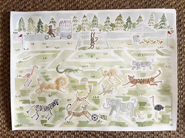 Soccer Safari | 22" h x 30" w | Original - Liza Pruitt
