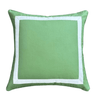 Solid Green with White Mitered Tape Square Pillow - Liza Pruitt