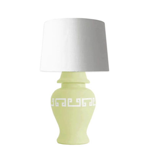 Spring Green Greek Key Ginger Jar Lamp - Liza Pruitt