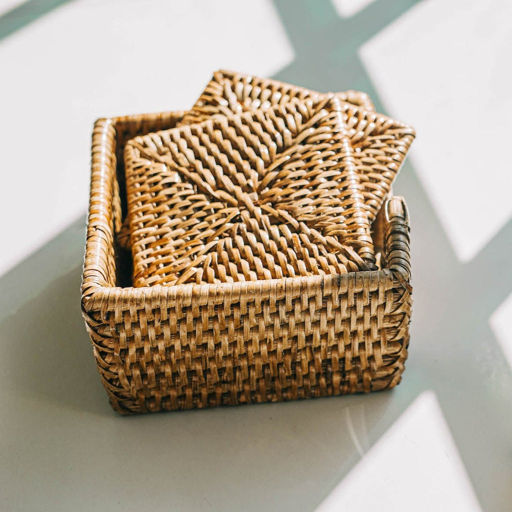Square Rattan Coaster Set - Liza Pruitt
