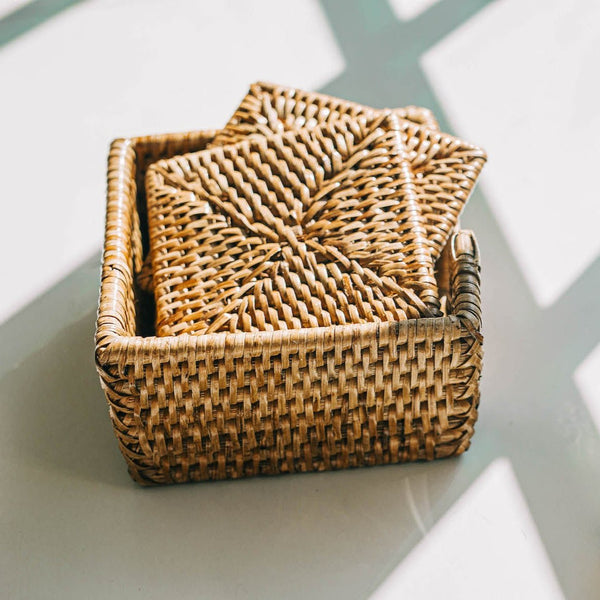 Square Rattan Coaster Set - Liza Pruitt