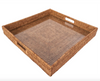 Square Rattan Tray with Glass Insert 18" x 18" x 3" - Liza Pruitt