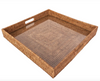 Square Rattan Tray with Glass Insert 18" x 18" x 3" - Liza Pruitt