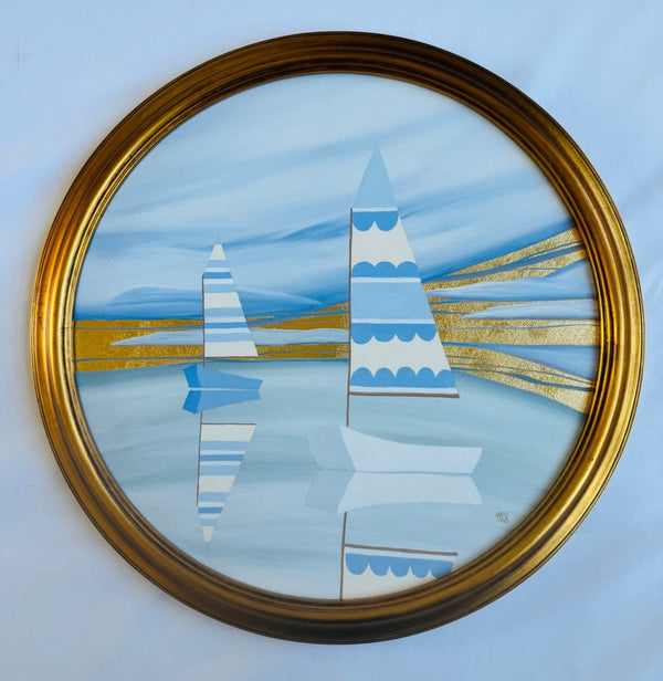 Stripes & Scallops | 18.25" h x 18.25"w | Framed - Liza Pruitt