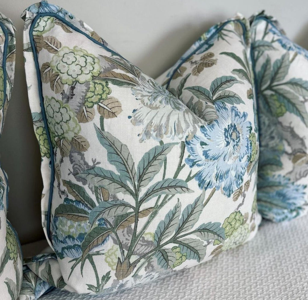 Summer Peony in Aqua by GP&J Baker Pillow - Liza Pruitt
