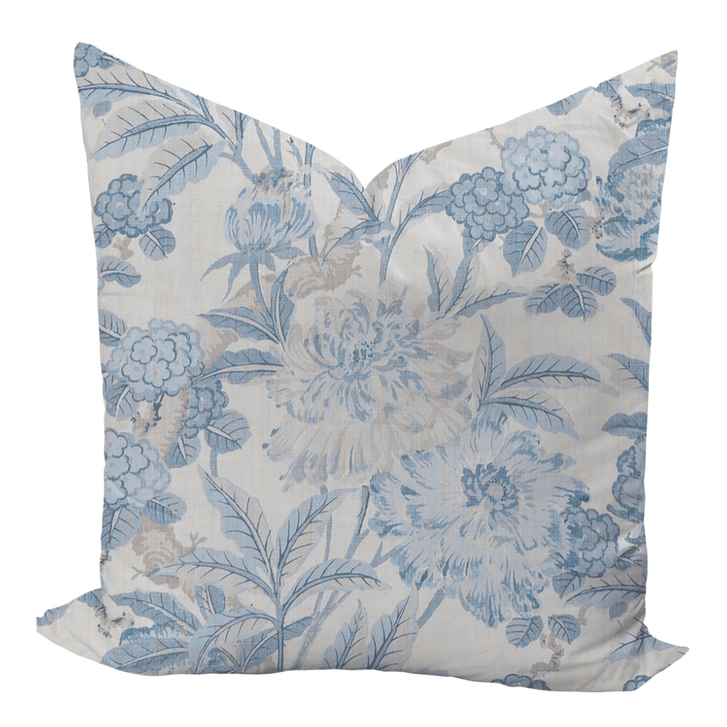 Summer Peony in Blue Pillow Cover by GP&J Baker - Liza Pruitt