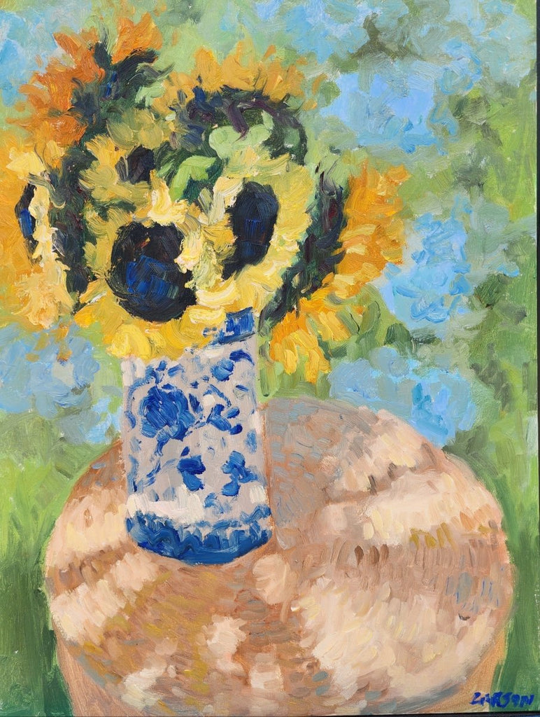 Summer Sunflower Stillife, en Plein Air | 24" h x 18" w - Liza Pruitt
